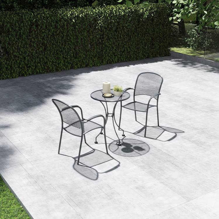 Pacific Carlo 2 Seater Metal Garden Bistro Set - Grey 0