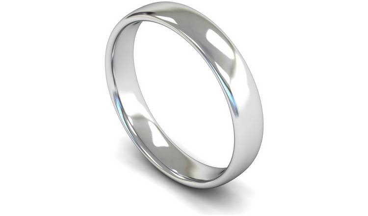 Revere 9ct White Gold 4mm Slight Court Wedding Band Ring - H