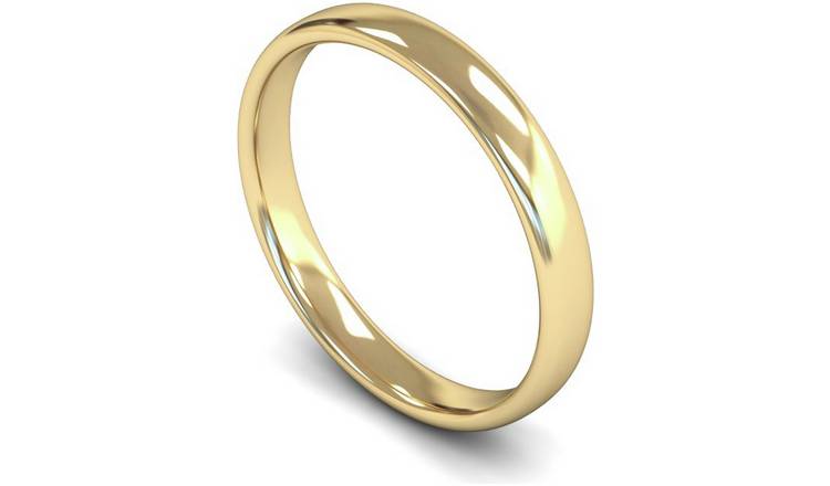 Revere 9ct Yellow Gold Slight Court Wedding Band Ring - H