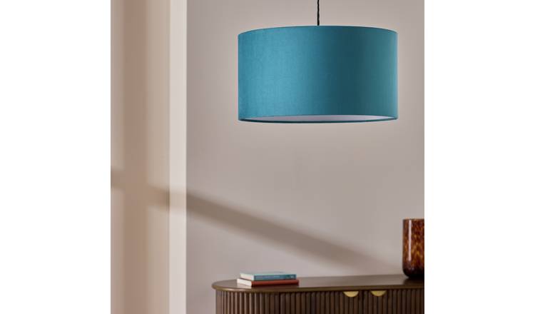 Habitat Teal Velvet Easy Fit Drum Lampshade - 49cm