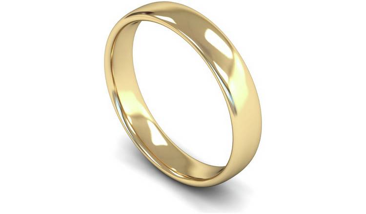 Revere 9ct Yellow Gold 4mm Slight Court Wedding Band Ring- H