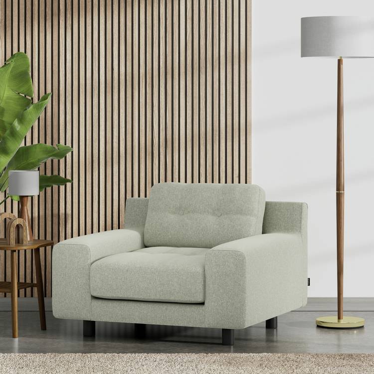 Habitat Hendricks Fabric Arm chair - Sage Green - Black Leg 0