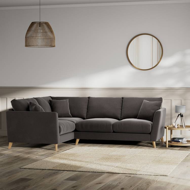 Habitat Lomond Left Hand Corner Sofa - Grey - Ash Leg 0