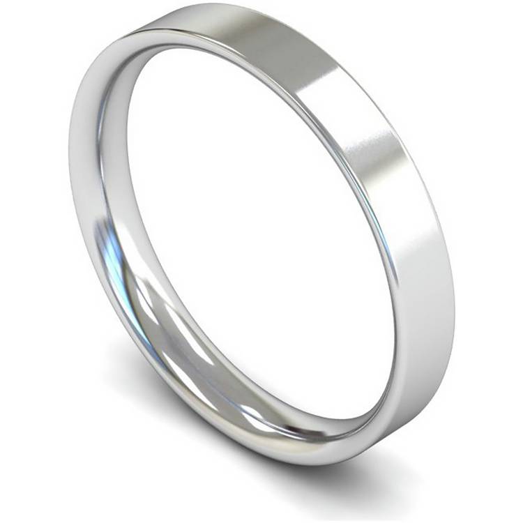 Wedfit 9ct White Gold 2.5mm Flat Court Wedding Band Ring - J 0