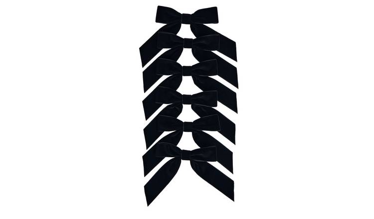 Argos Home Black Velvet Bows Halloween Decoration -Pack of 6