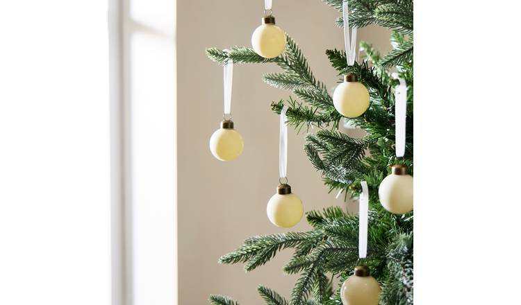 Argos Home Pack of 6 Glass Mini Christmas Bauble - Ivory
