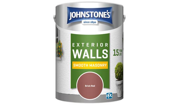 Johnstone's Smooth Masonry Paint 15 Year Life Brick Red 5L