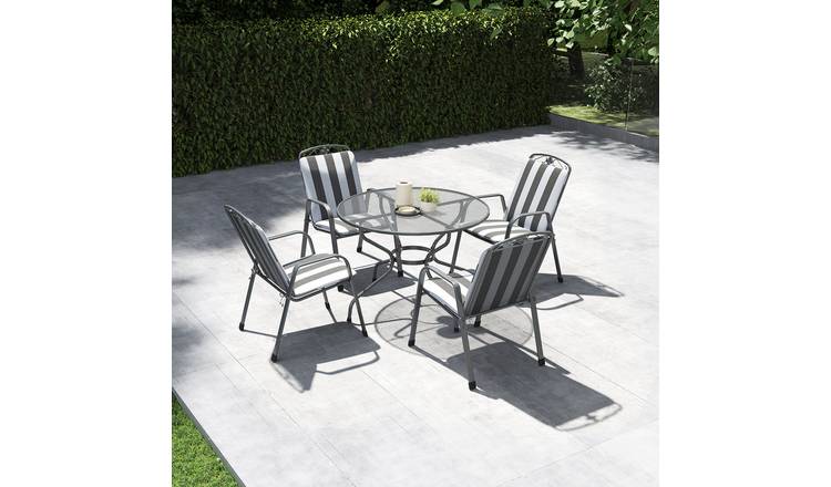 Pacific Savoy 4 Seater Metal Patio Set with Cushions - Grey