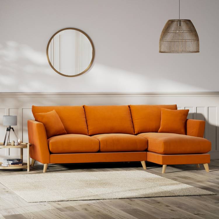 Habitat Lomond Right Hand Corner Sofa - Orange - Ash Leg 0