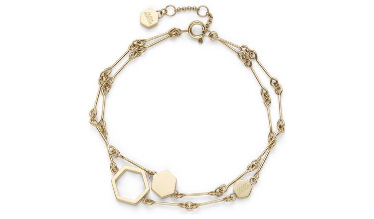 Olivia Burton Stainless Steel Hex Double Chain Bracelet