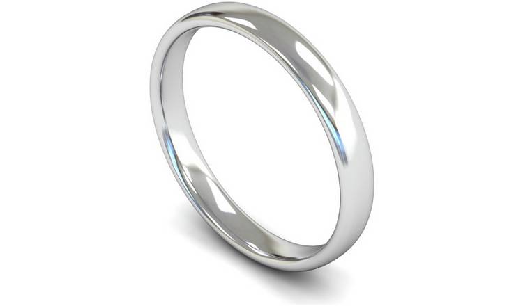 Wedfit 9ct White Gold 2.5mm Slight Court Wedding Band Ring-O