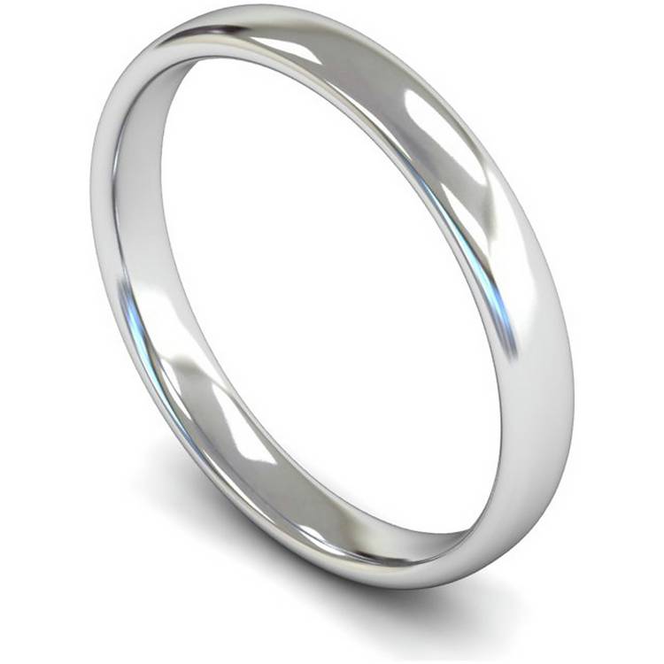 Wedfit 9ct White Gold 2.5mm Slight Court Wedding Band Ring-O 0