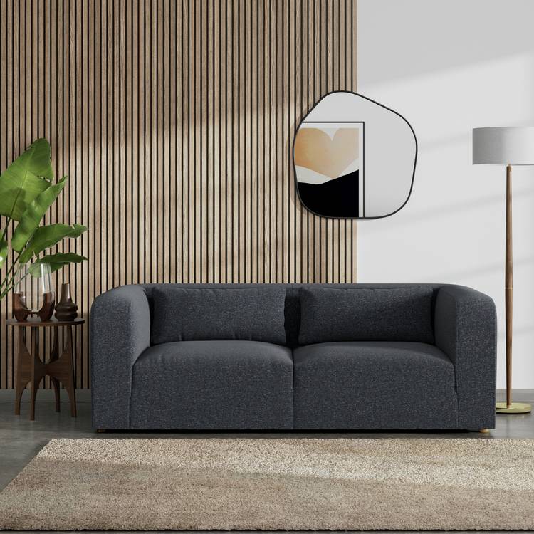 Habitat Lars Fabric 3 Seater Sofa - Charcoal - Ash Leg 0