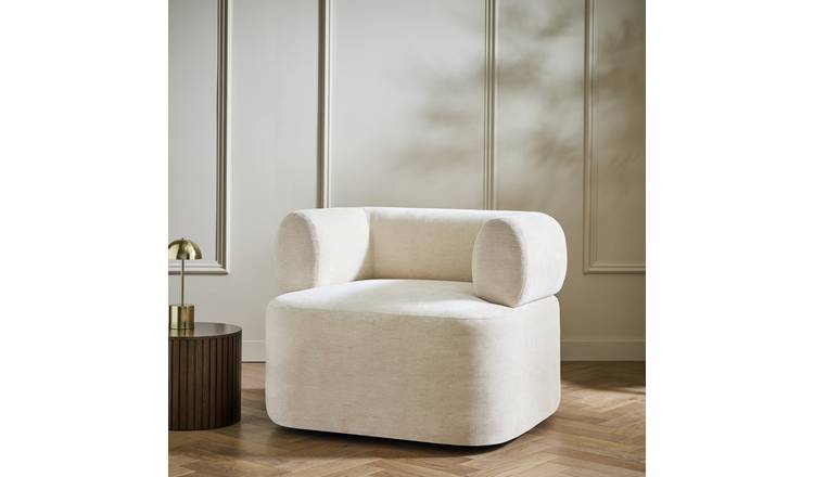 Habitat Coralie Fabric Swivel Chair - Natural