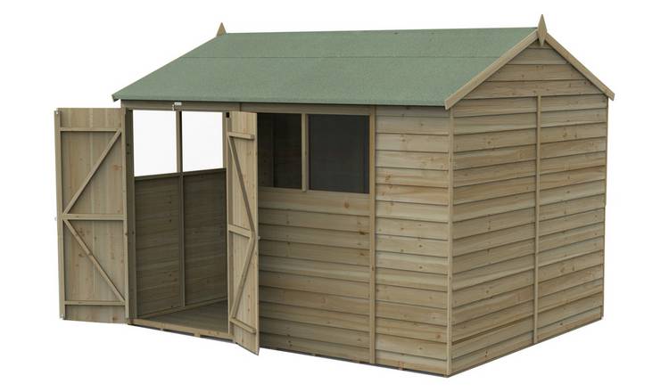 Forest 4Life Shiplap 4 Windows Reverse Apex Shed - 10 x 8ft