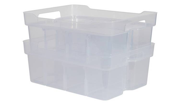 Strata Organise Me 2 X 14L With Lid Storage Boxes - Clear