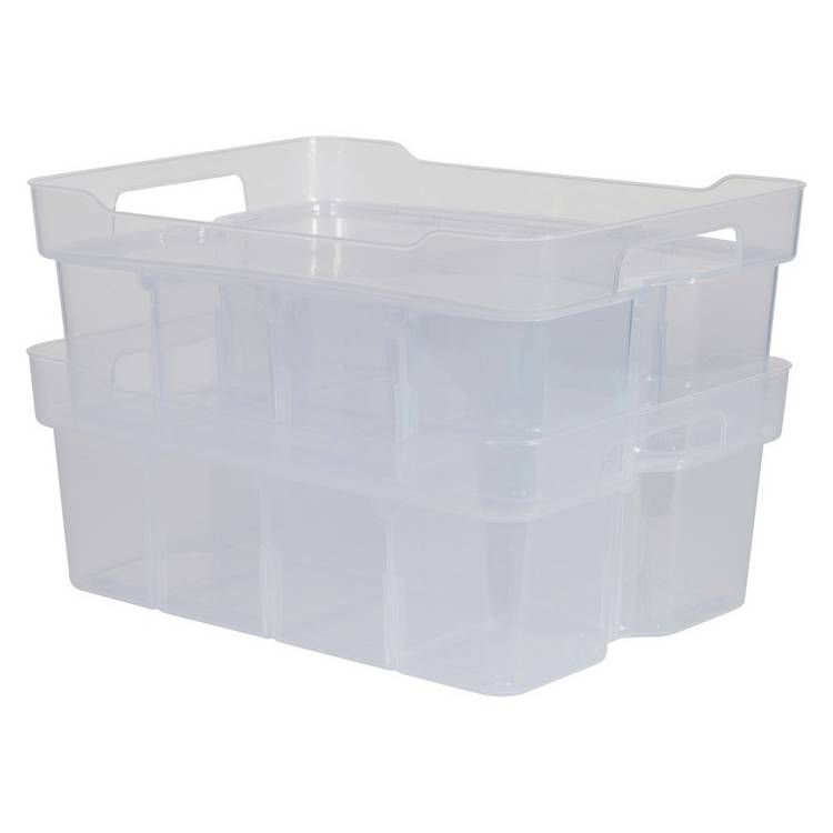 Strata Organise Me 2 X 14L With Lid Storage Boxes - Clear 0