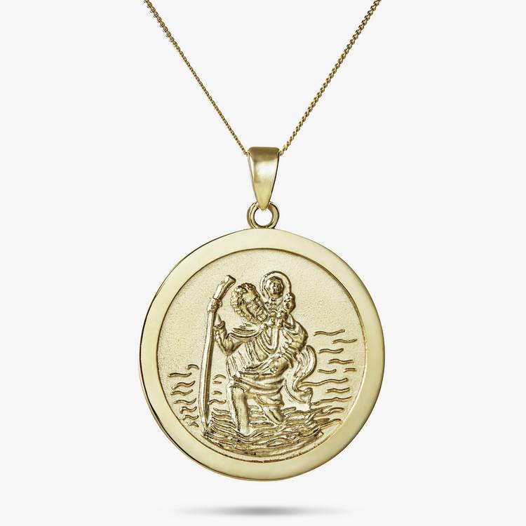 Revere 9ct Yellow Gold St. Christopher Pendant Necklace 0