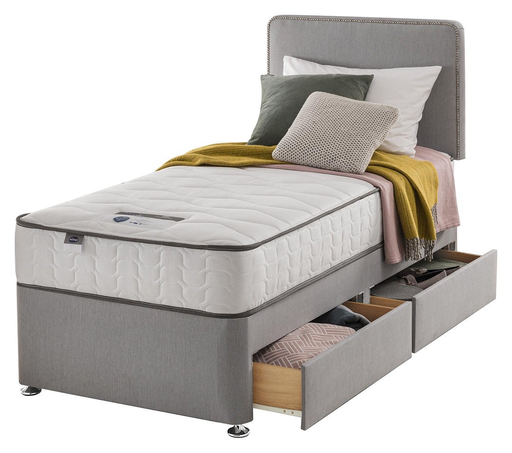 Silentnight Pavia Single Comfort 2 Drawer Divan Bed - Grey