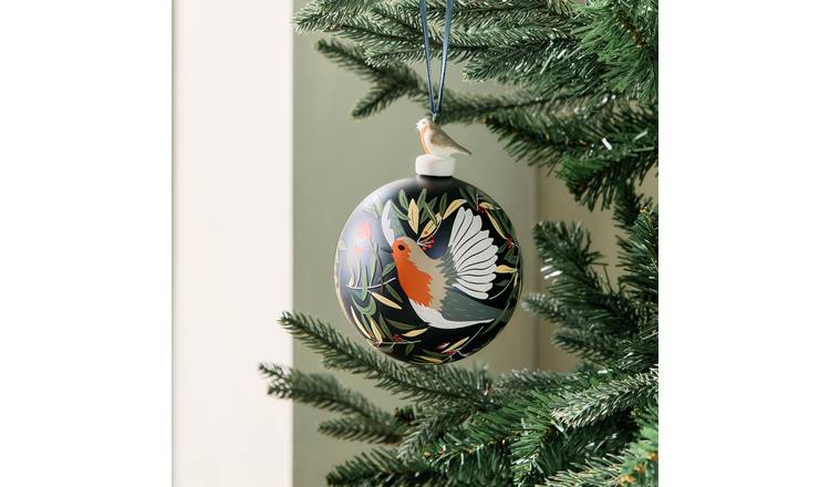 Argos Home Single Painted Robin Christmas Bauble