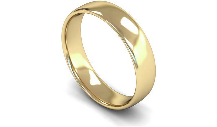 Revere 9ct Yellow Gold 5mm Slight Court Wedding Band Ring- P