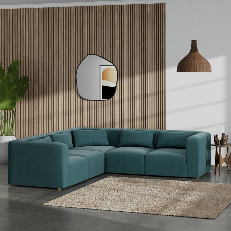 Habitat Lars Reversible Corner Sofa - Teal - Ash Leg 0