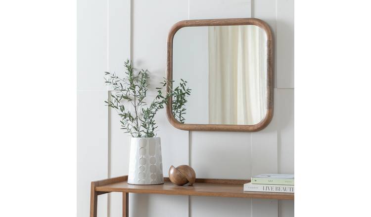 Habitat Brown Chunky Mango Wood Wall Mirror- 50x50cm