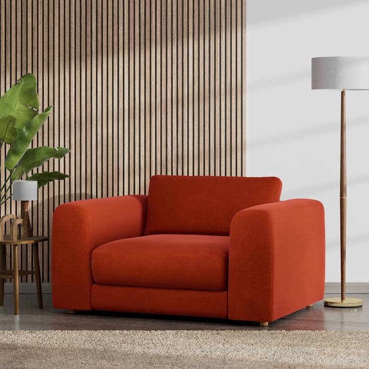 Habitat Ayr Velvet Cuddle Chair - Burnt Orange 0