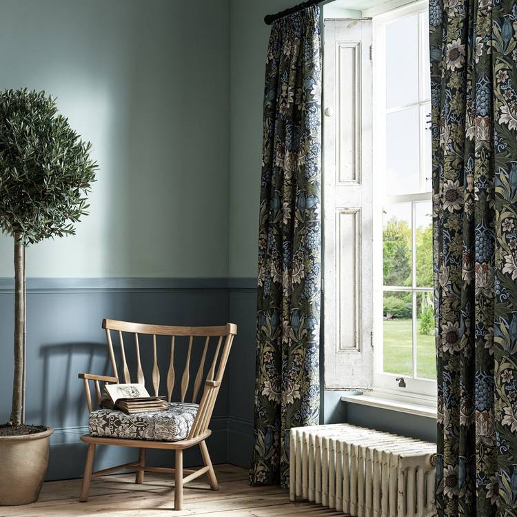 Habitat x Morris & Co. Sunflower Curtains 66x72 - Navy 0