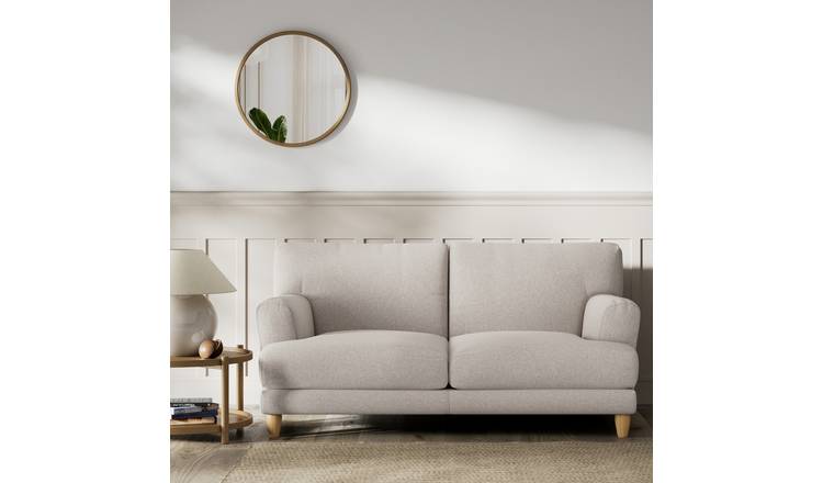 Habitat Askem Fabric 2 Seater Sofa - Stone - Ash Leg