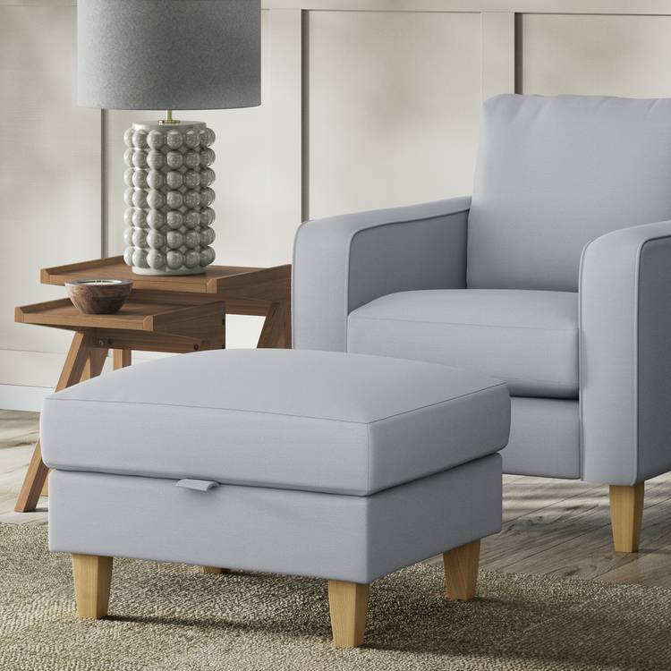 Habitat Felin Fabric Storage Footstool - Grey 0