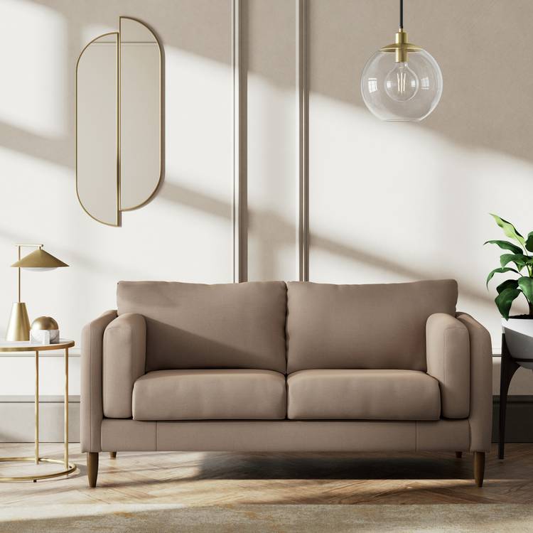 Habitat Newington Fabric 2 Seater Sofa - Biscuit- Dark Leg 0