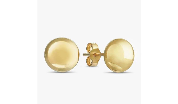 Revere 9ct Yellow Gold Round Button Stud Earrings