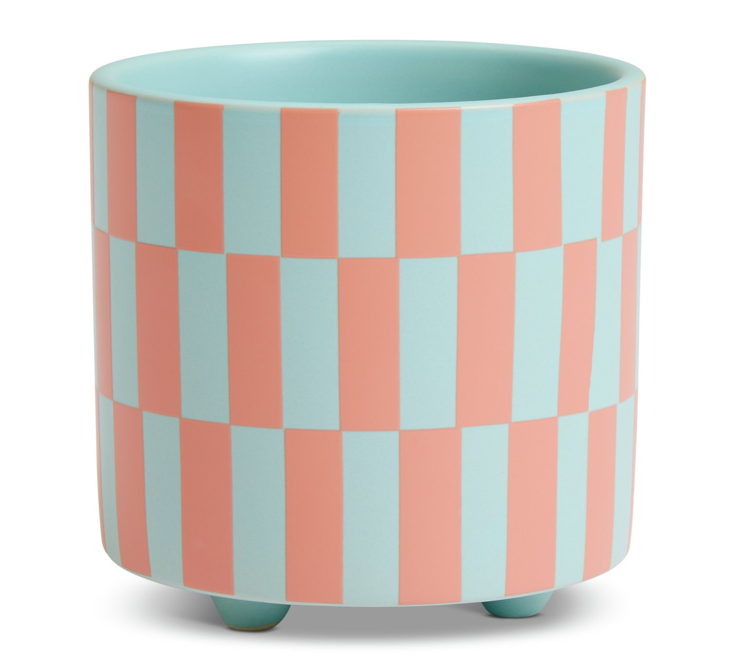 Habitat Checked Ceramic Footed Planter - Blue & Pink