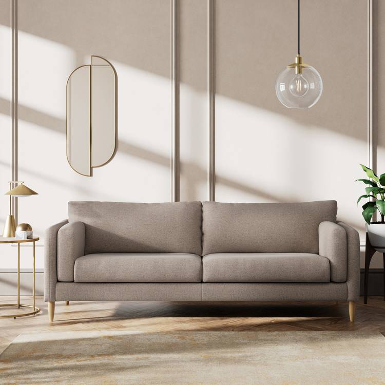 Habitat Newington Fabric 4 Seater Sofa - Mocha - Ash Leg 0