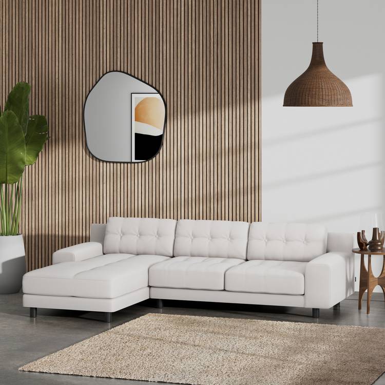 Habitat Hendricks Left Hand Corner Sofa - Natural- Black Leg 0