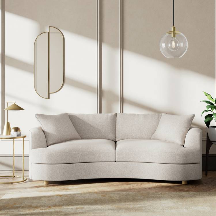 Habitat Sacha Fabric 3 Seater Sofa - Natural - Ash Leg 0