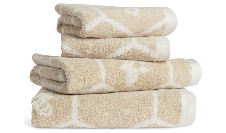 Argos Home Floral Bee 4 Piece Towel Bale - Beige