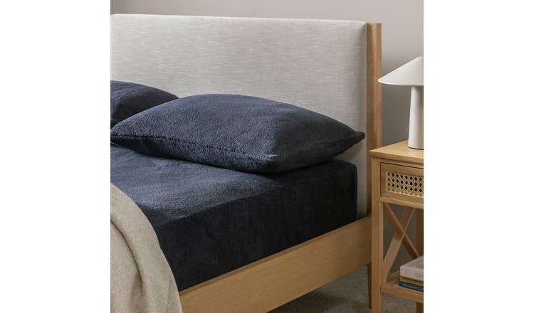 Argos Home Fleece Navy Fitted Sheet - Single