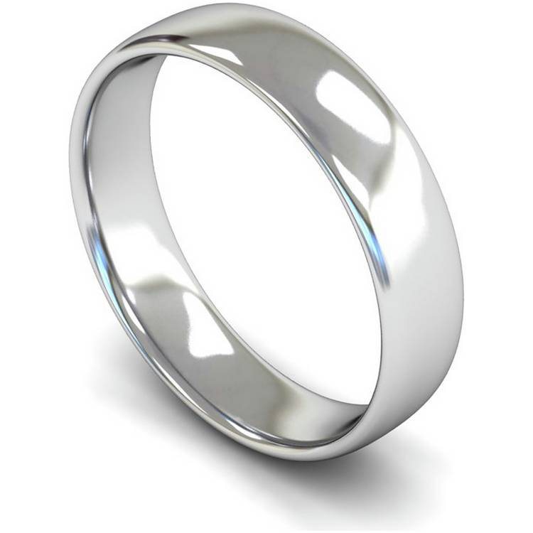 Wedfit 9ct White Gold 5mm Slight Court Wedding Band Ring - V 0