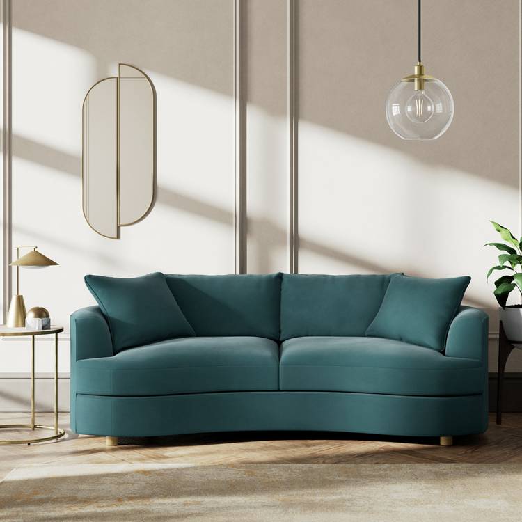 Habitat Sacha Fabric 3 Seater Sofa - Teal - Ash Leg 0