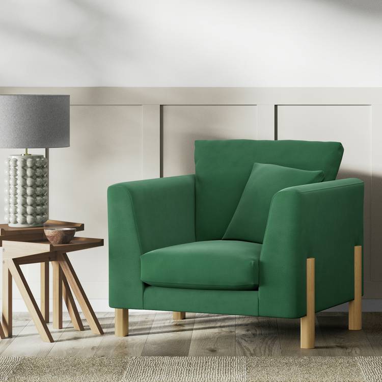 Habitat Aston Fabric Armchair - Green - Ash Leg 0