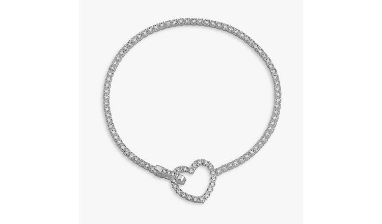 Revere Heart Shaped Clasp Sparkling Tennis Bracelet 