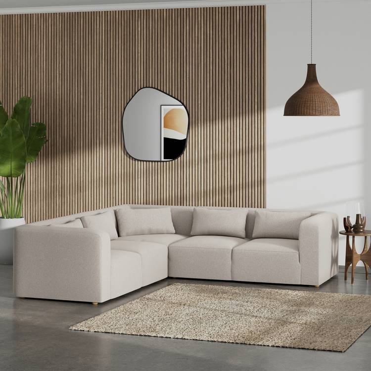 Habitat Lars Reversible Corner Sofa - Stone - Ash Leg 0
