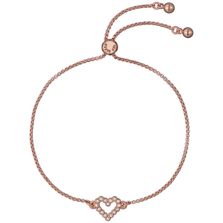 Ted Baker Rose Gold Plated Crystal Halo Heart Bracelet 0
