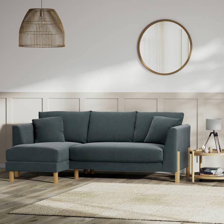 Habitat Aston Left Hand Corner Sofa - Charcoal - Ash Leg 0
