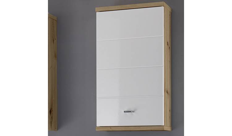 Julian Bowen Pool 1 Door Wall Cabinet - White & Oak