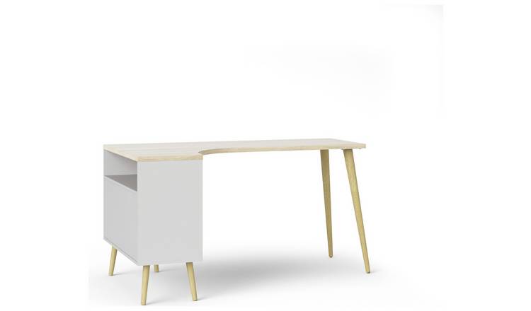 Tvilum Oslo 2 Drawer Office Desk - White & Oak