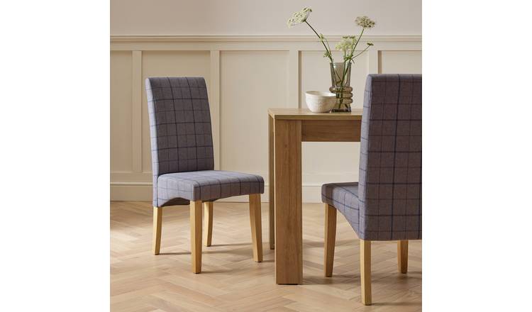 Argos Home Skirt Pair of Fabric Dining Chair - Grey and Blue