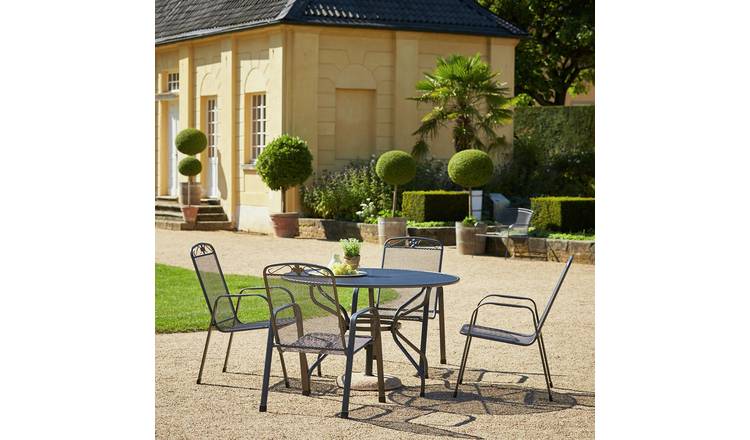 Pacific Savoy 4 Seater Metal Patio Set - Grey